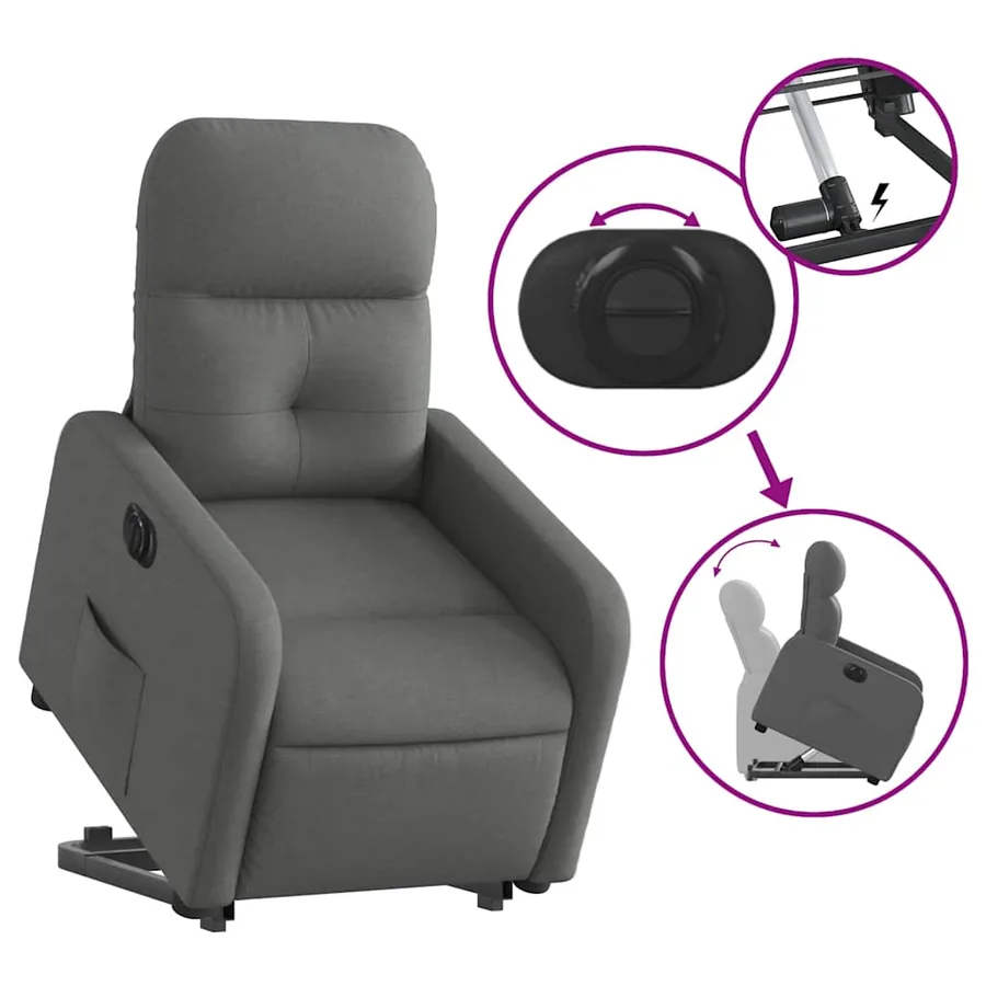 Fauteuil inclinable électrique gris foncé tissu - 11