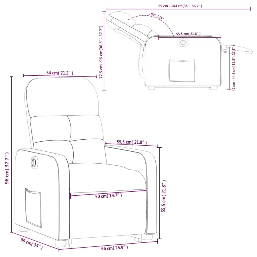 Fauteuil inclinable électrique gris foncé tissu - 17