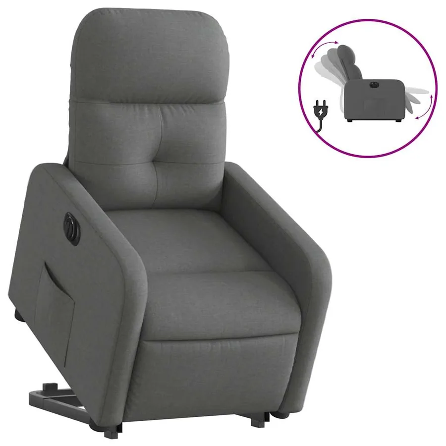 Fauteuil inclinable électrique gris foncé tissu - 2