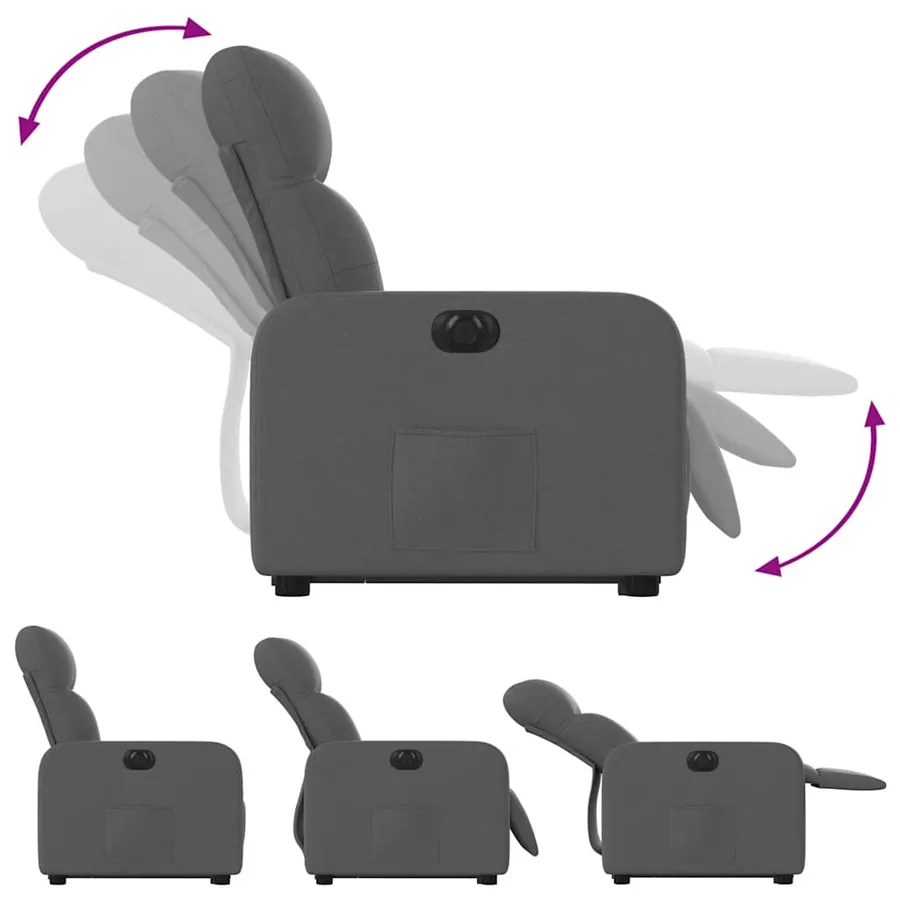 Fauteuil inclinable électrique gris foncé tissu - 7