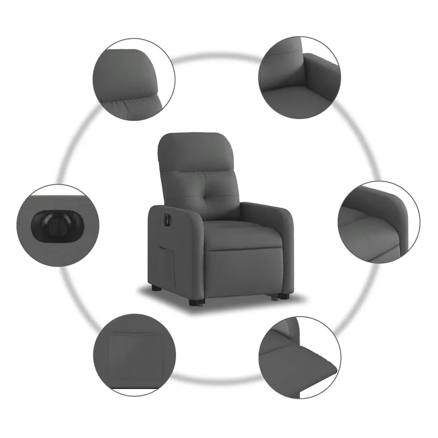 Fauteuil inclinable électrique gris foncé tissu - 8