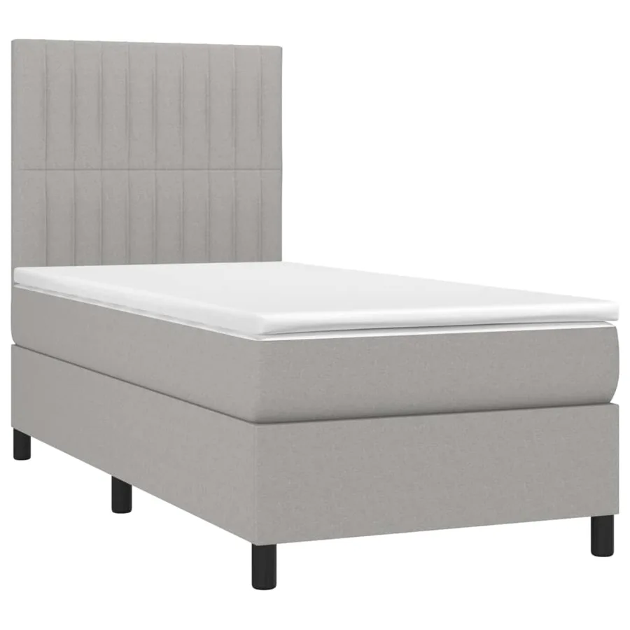 Sommier à lattes de lit avec matelas et LED Gris clair 80x200cm - 3