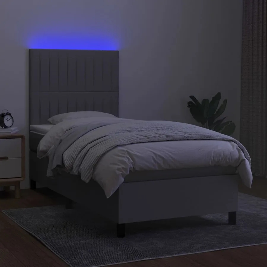 Sommier à lattes de lit avec matelas et LED Gris clair 80x200cm - 4