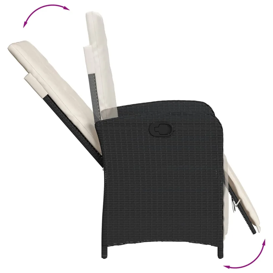 Ensemble à manger de jardin coussins 5pcs Noir Résine tressée - 5