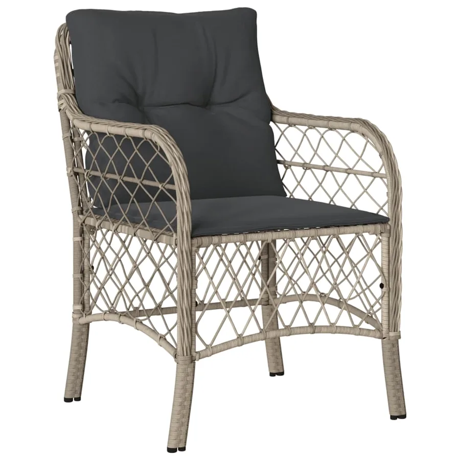 Ensemble à manger de jardin et coussins 7 pcs gris clair rotin - 3