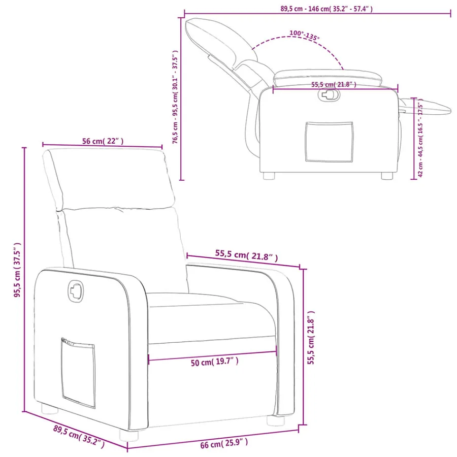 Fauteuil inclinable Marron Similicuir - 11