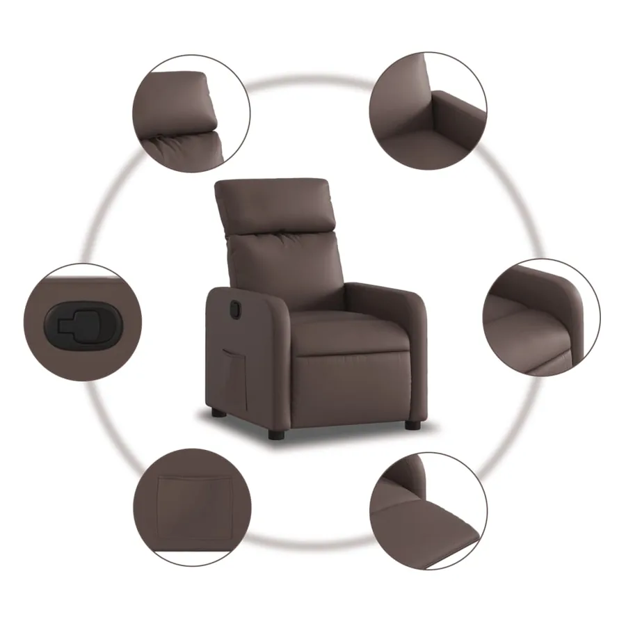 Fauteuil inclinable Marron Similicuir - 5