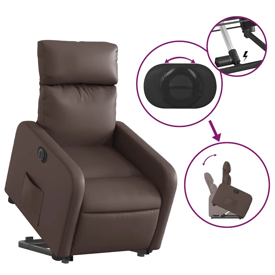 Fauteuil inclinable électrique marron similicuir - 11