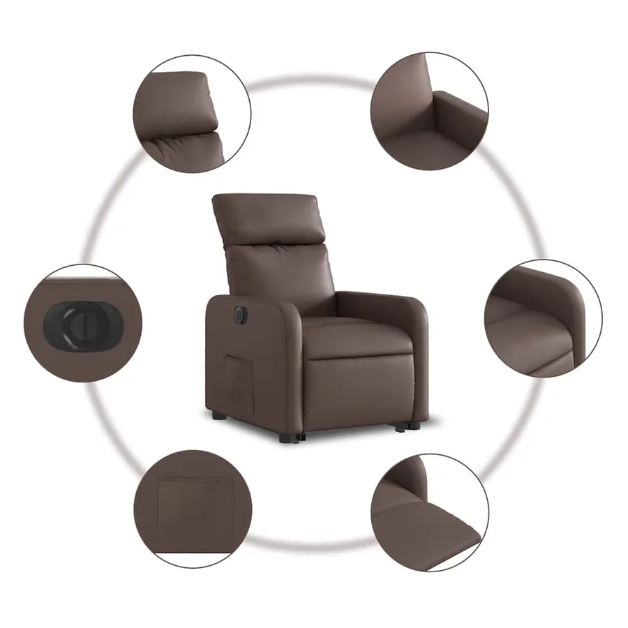 Fauteuil inclinable électrique marron similicuir - 8