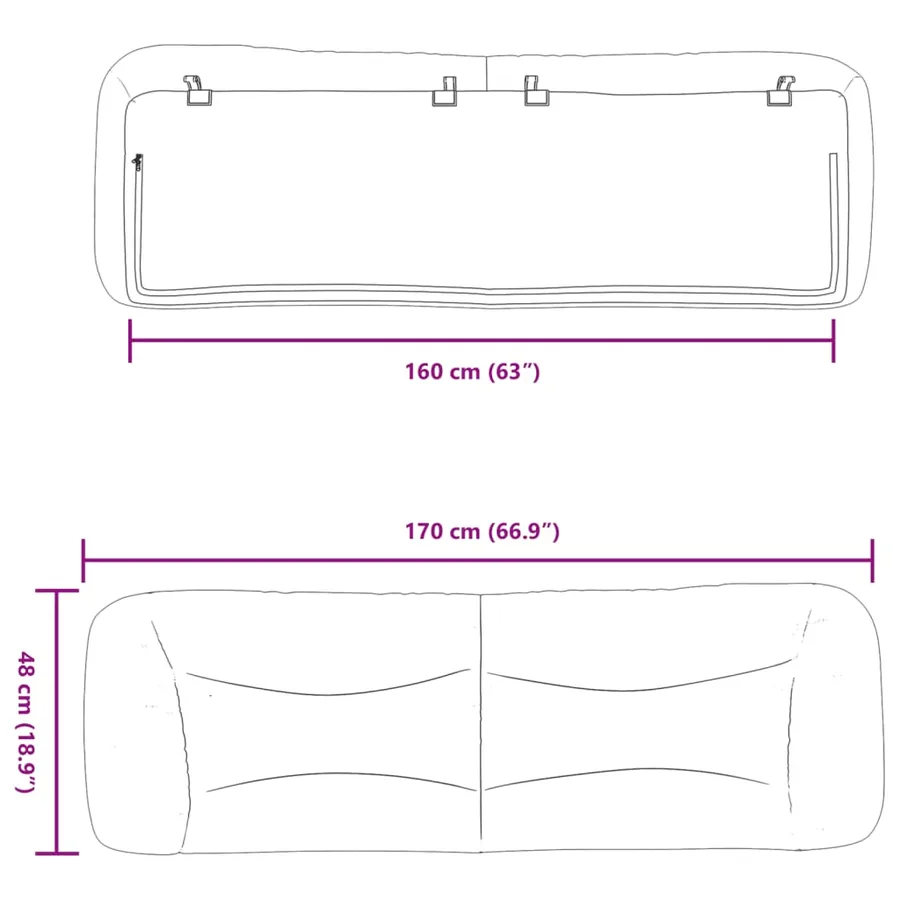 Coussin de tête de lit Hvar crème 160 cm tissu - 10