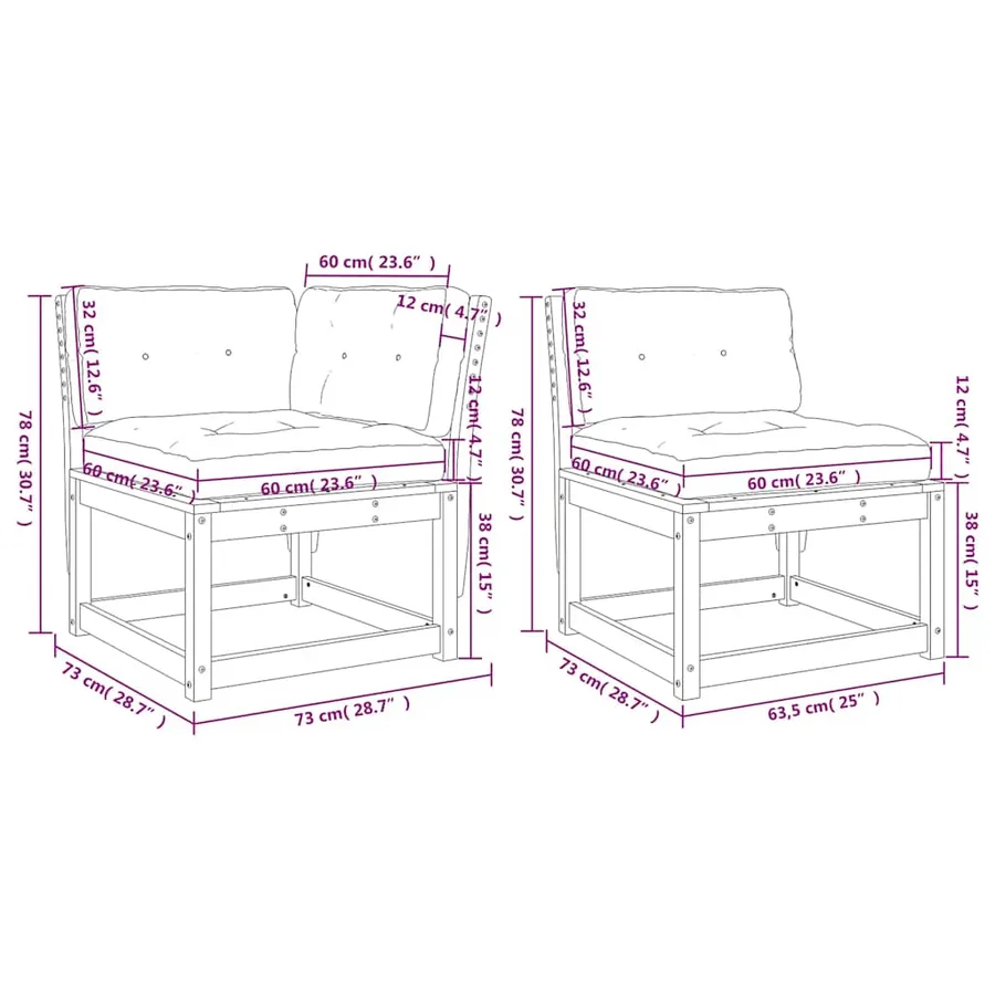 Salon de jardin 6 pcs avec coussins bois de pin massif - 9