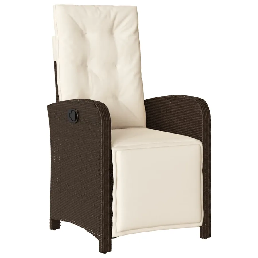 Ensemble de bistro 3 pcs avec coussins marron résine tressée - 3