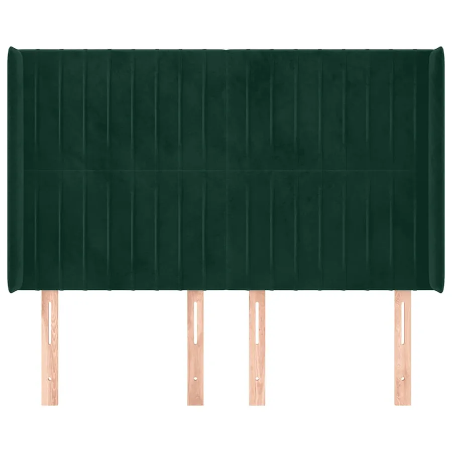 Tête de lit avec oreilles Vert foncé 147x16x118/128 cm Velours - 3
