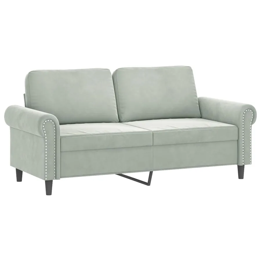 Canapé 2 places avec oreillers gris clair 140 cm velours - 4