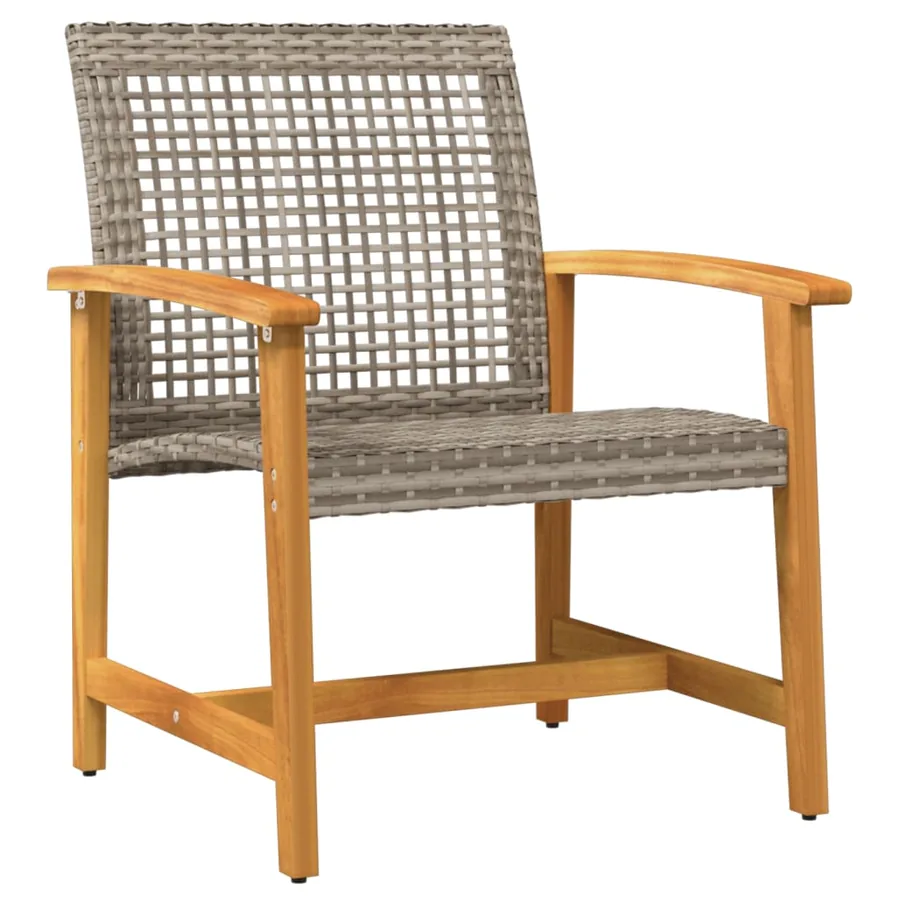 Ensemble de bistro 3 pcs gris résine tressée et bois d'acacia - 4