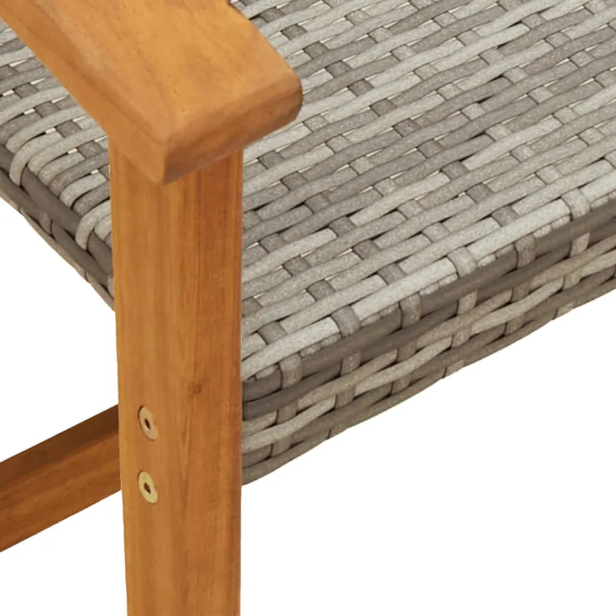 Ensemble de bistro 3 pcs gris résine tressée et bois d'acacia - 7