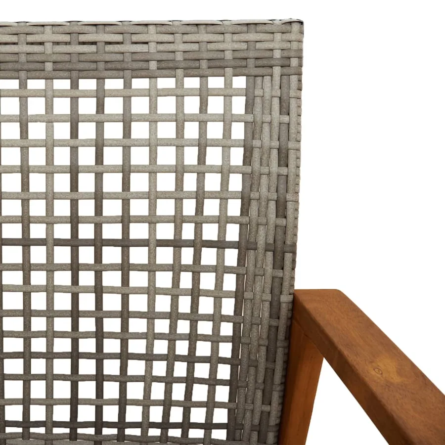 Ensemble de bistro 3 pcs gris résine tressée et bois d'acacia - 8