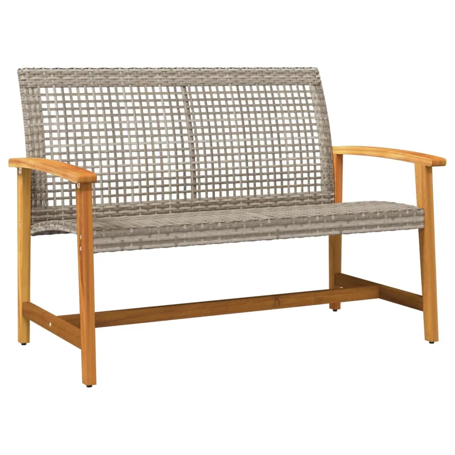 Banc de jardin gris 112 cm résine tressée et bois d'acacia - 2