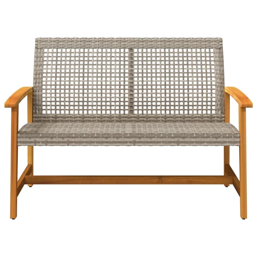 Banc de jardin gris 112 cm résine tressée et bois d'acacia - 4