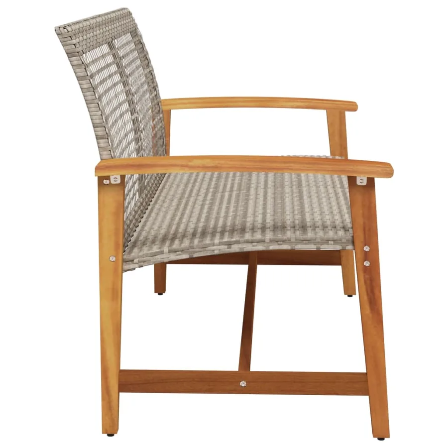 Banc de jardin gris 112 cm résine tressée et bois d'acacia - 5