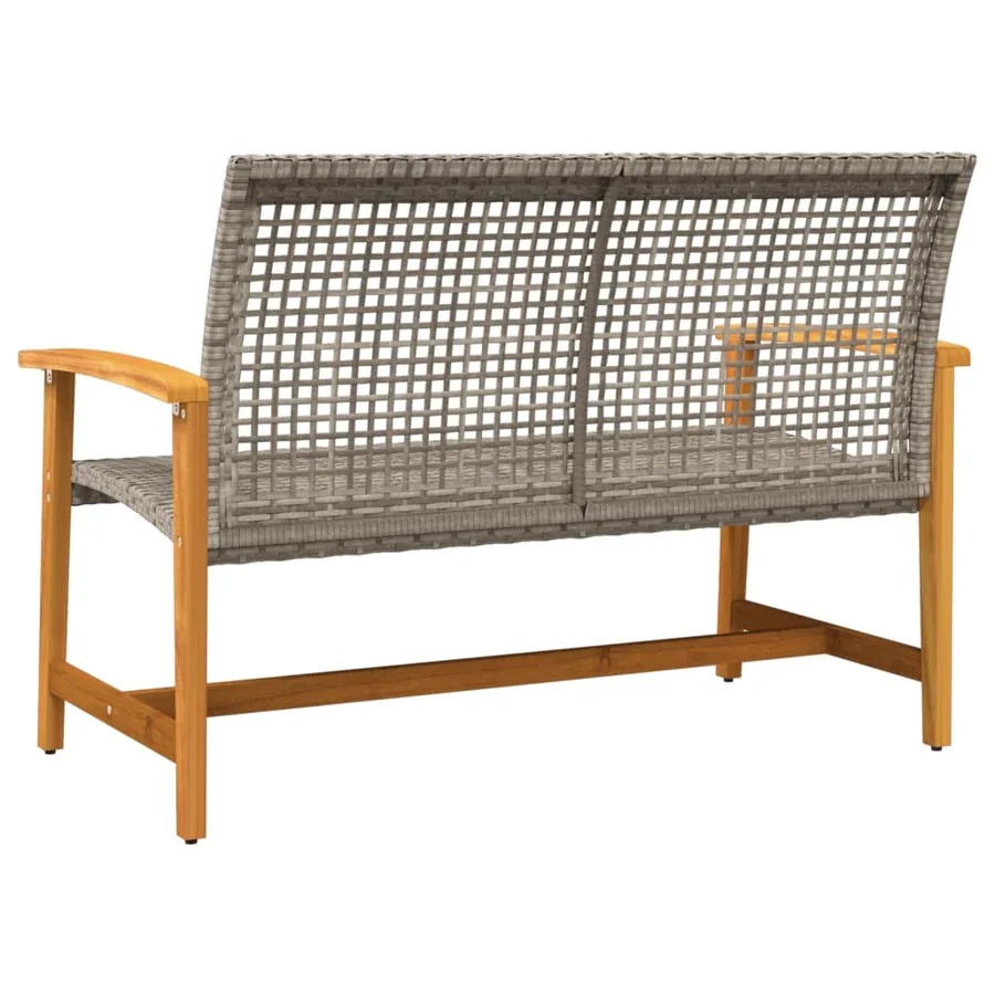Banc de jardin gris 112 cm résine tressée et bois d'acacia - 6
