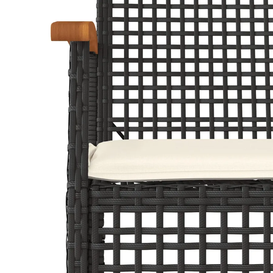 Ensemble à manger de jardin coussins 5pcs Noir Résine tressée - 5