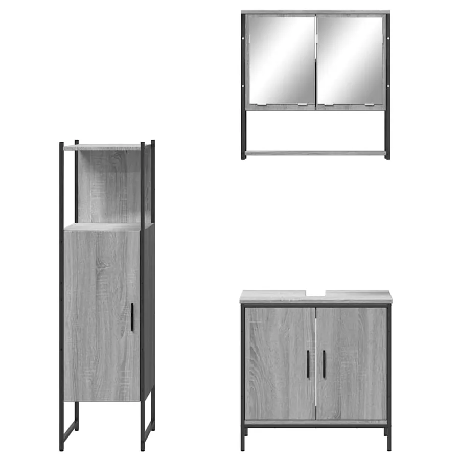 Ensemble de meubles de salle de bain 3 pcs Sonoma gris - 6