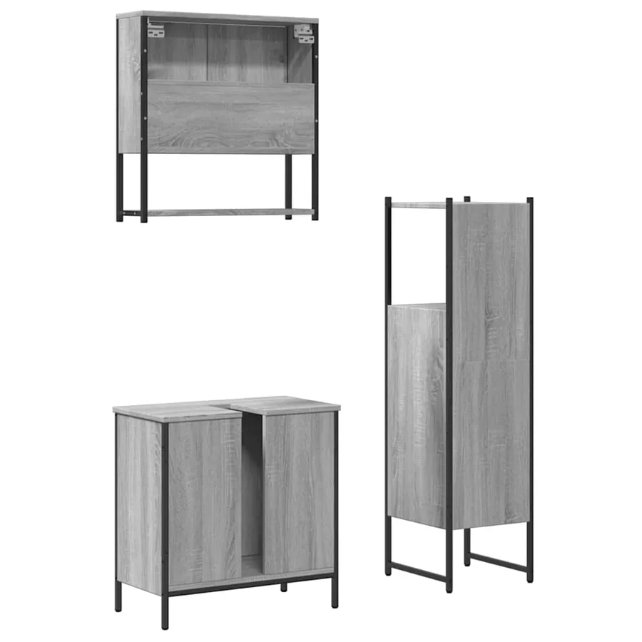 Ensemble de meubles de salle de bain 3 pcs Sonoma gris - 8