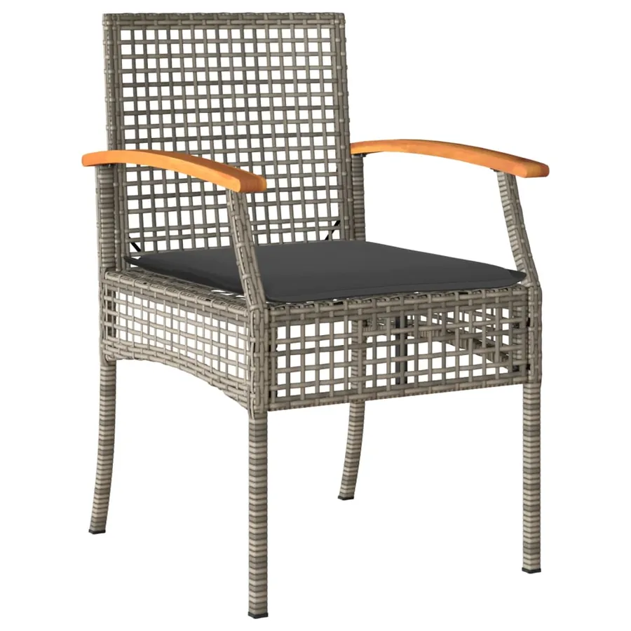 Ensemble à manger de jardin 9 pcs coussins gris résine tressée - 3