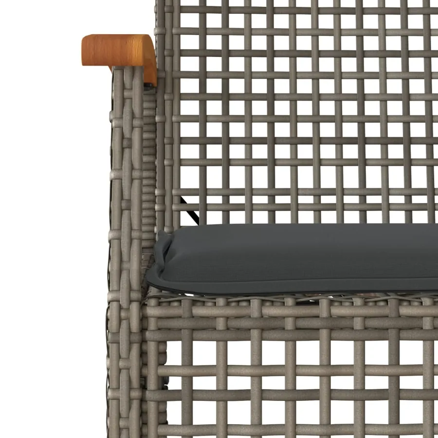 Ensemble à manger de jardin 9 pcs coussins gris résine tressée - 5