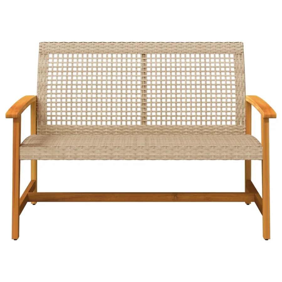Banc de jardin beige 112 cm résine tressée et bois d'acacia - 4
