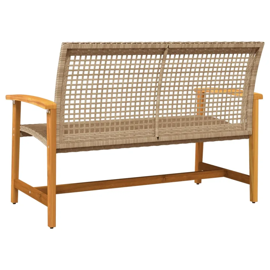 Banc de jardin beige 112 cm résine tressée et bois d'acacia - 6