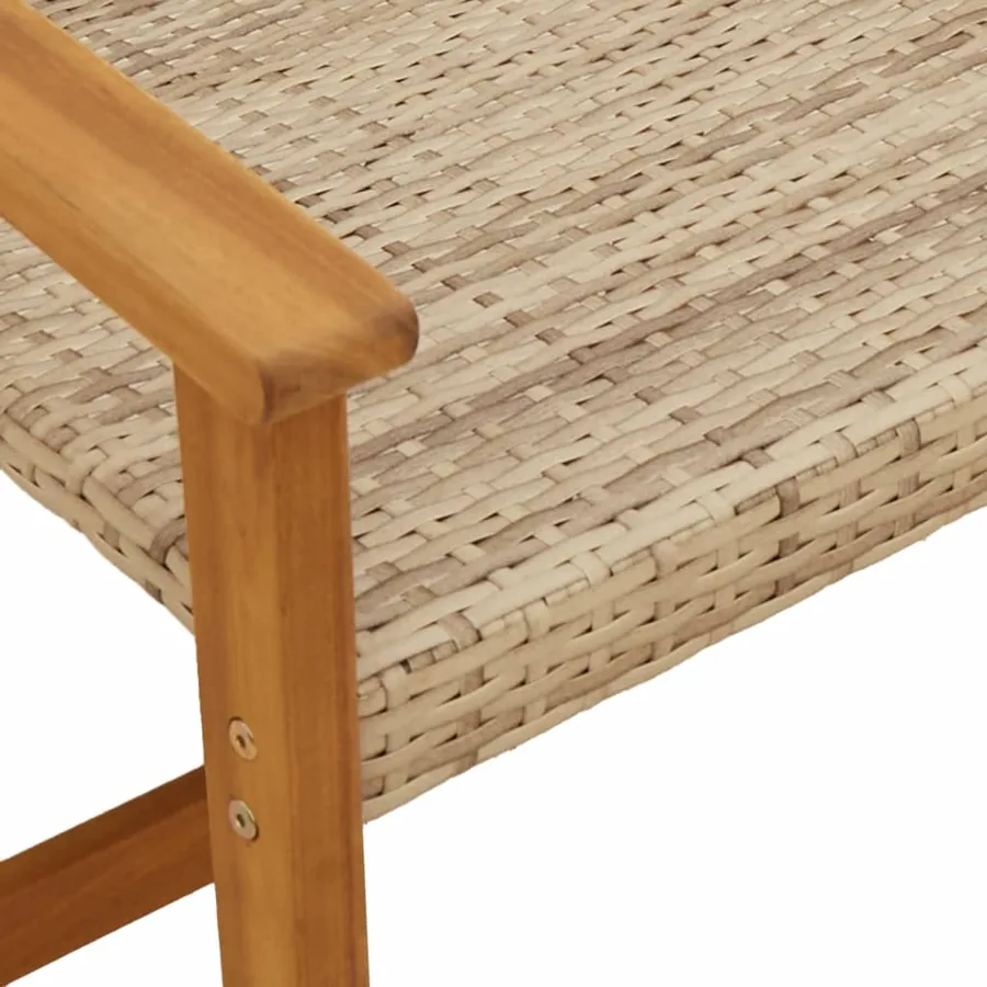 Banc de jardin beige 112 cm résine tressée et bois d'acacia - 7