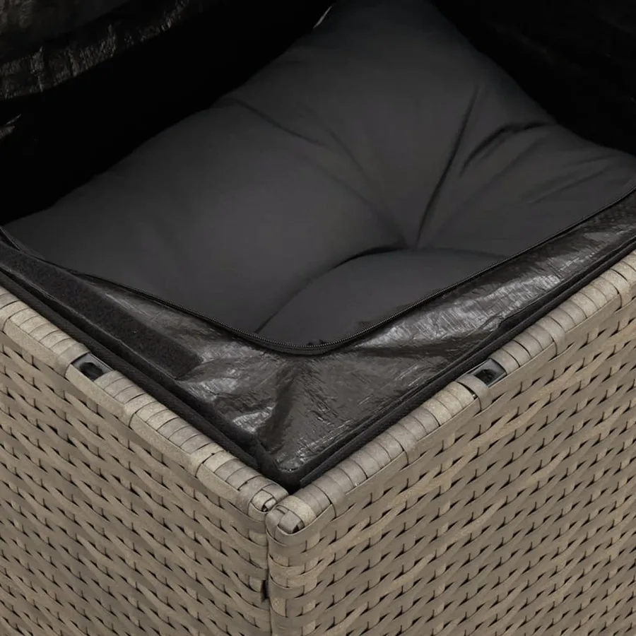 Salon de jardin 8 pcs avec coussins gris résine tressée - 7