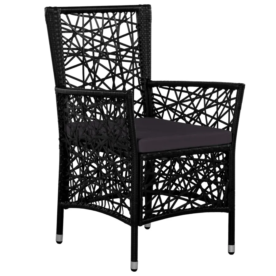 Ensemble à manger d'extérieur 7 pcs Résine tressée Noir - 4