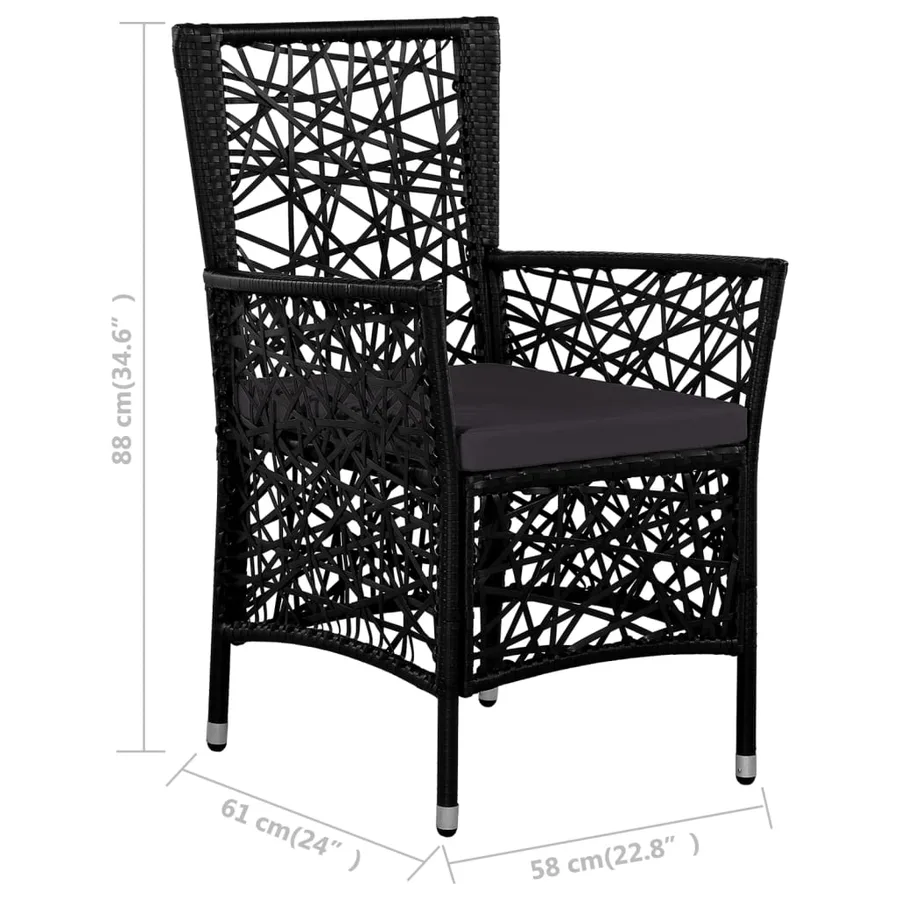 Ensemble à manger d'extérieur 7 pcs Résine tressée Noir - 8