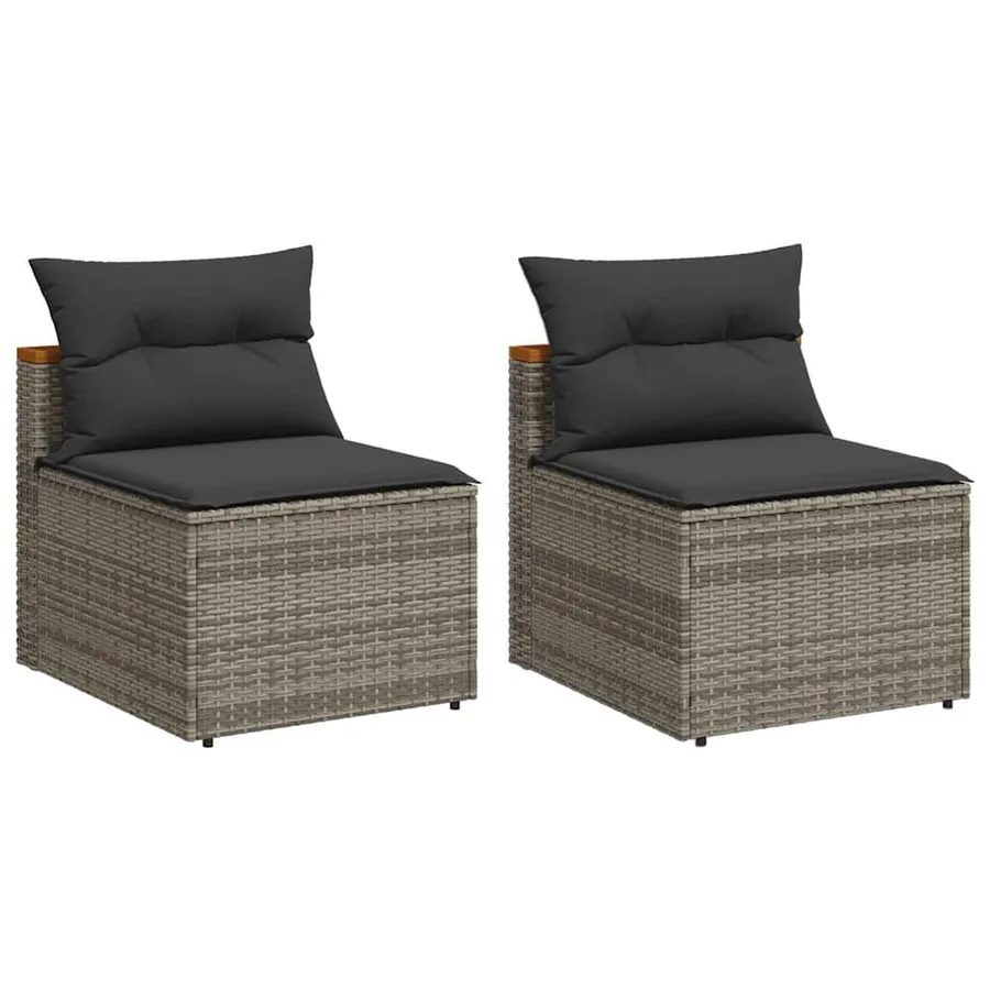 Canapés de jardin sans accoudoirs avec coussins 2 pcs gris - 2