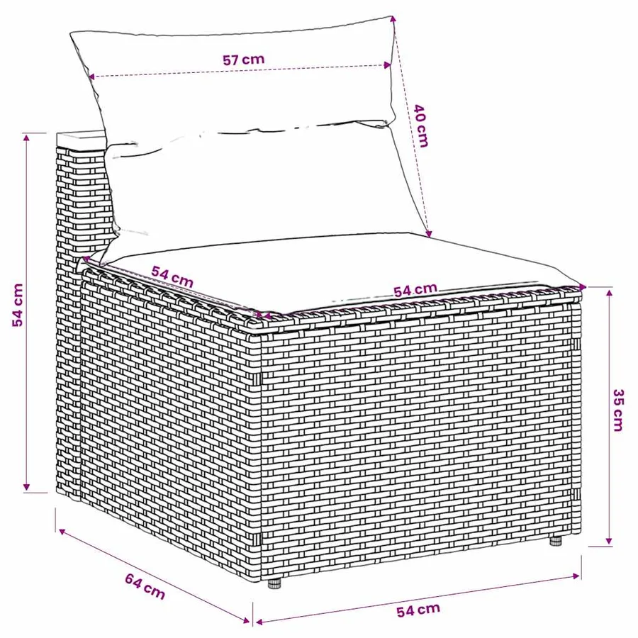 Canapés de jardin sans accoudoirs avec coussins 2 pcs gris - 9