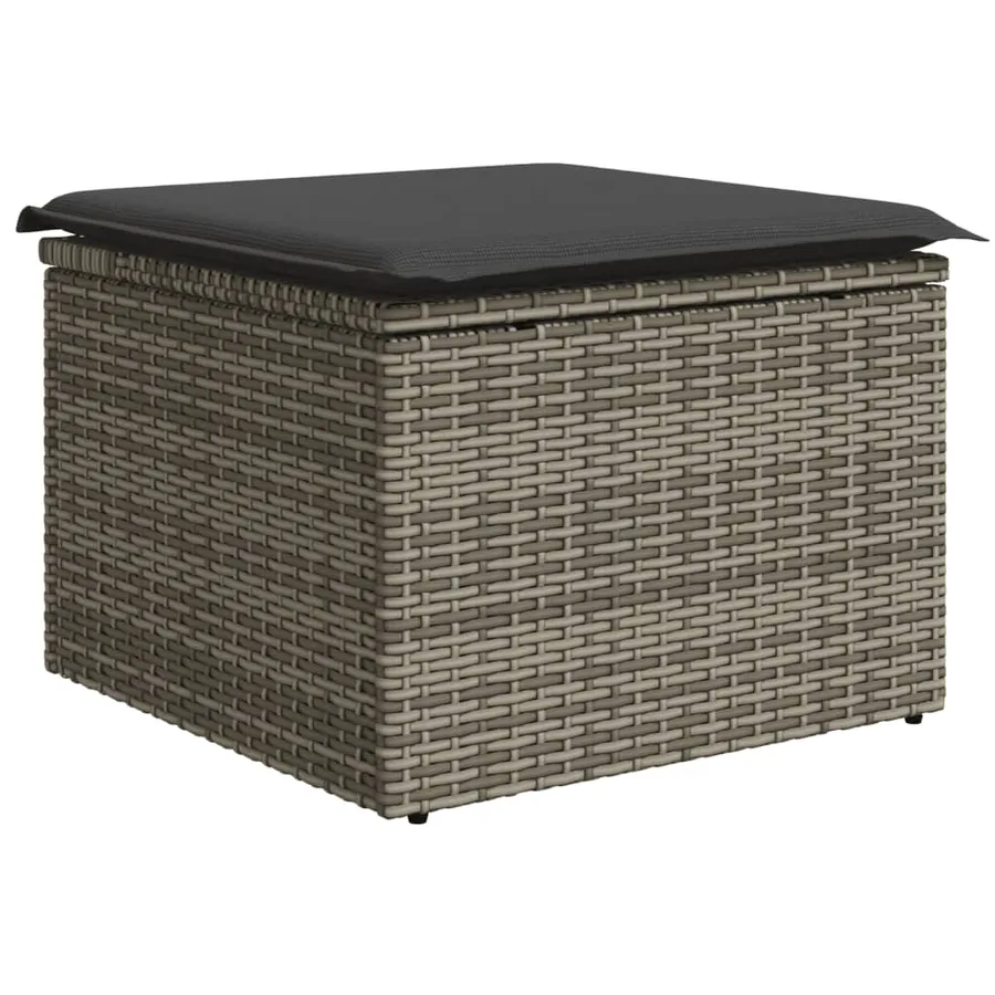 Salon de jardin 9 pcs avec coussins gris résine tressée - 6
