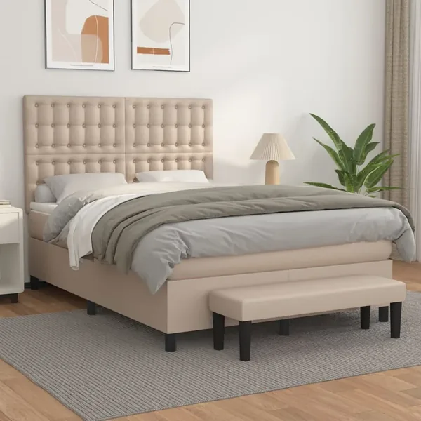 Sommier à lattes de lit avec matelas Cappuccino 140x190 cm