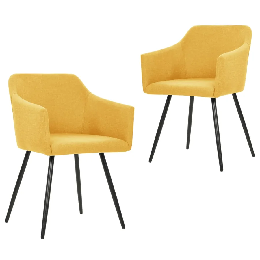 Chaises à manger lot de 2 jaune tissu