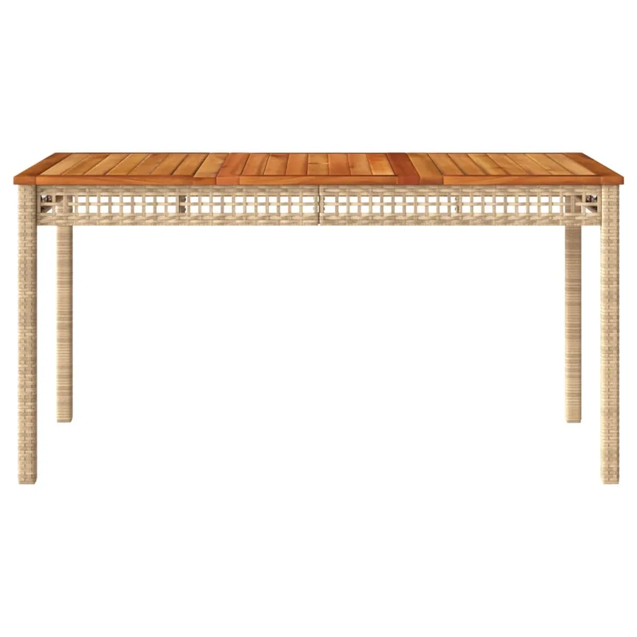 Table de jardin beige 140x80x75 cm résine tressée et acacia - 4