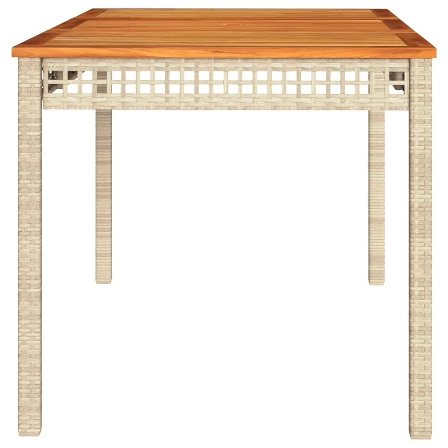 Table de jardin beige 140x80x75 cm résine tressée et acacia - 5