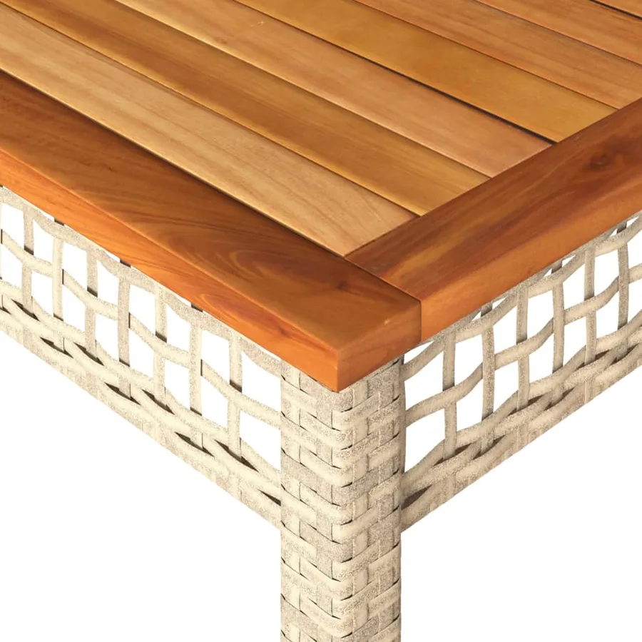 Table de jardin beige 140x80x75 cm résine tressée et acacia - 7