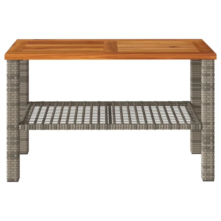 Table de jardin gris 70x38x42 cm résine tressée et bois acacia - 4
