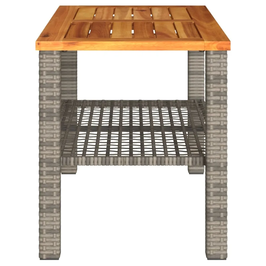Table de jardin gris 70x38x42 cm résine tressée et bois acacia - 5