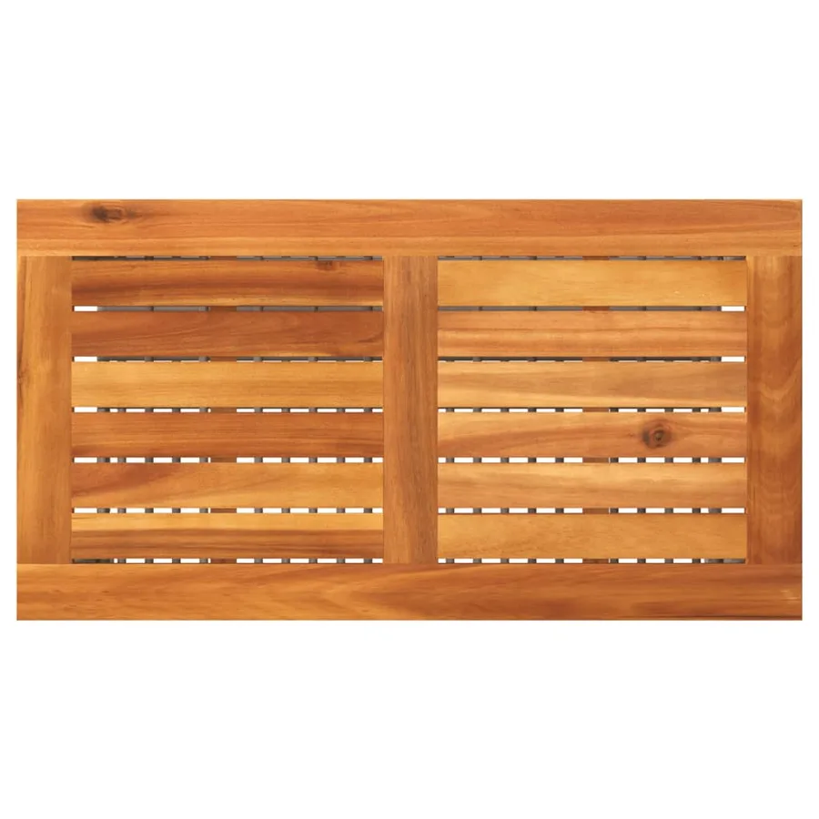 Table de jardin gris 70x38x42 cm résine tressée et bois acacia - 6