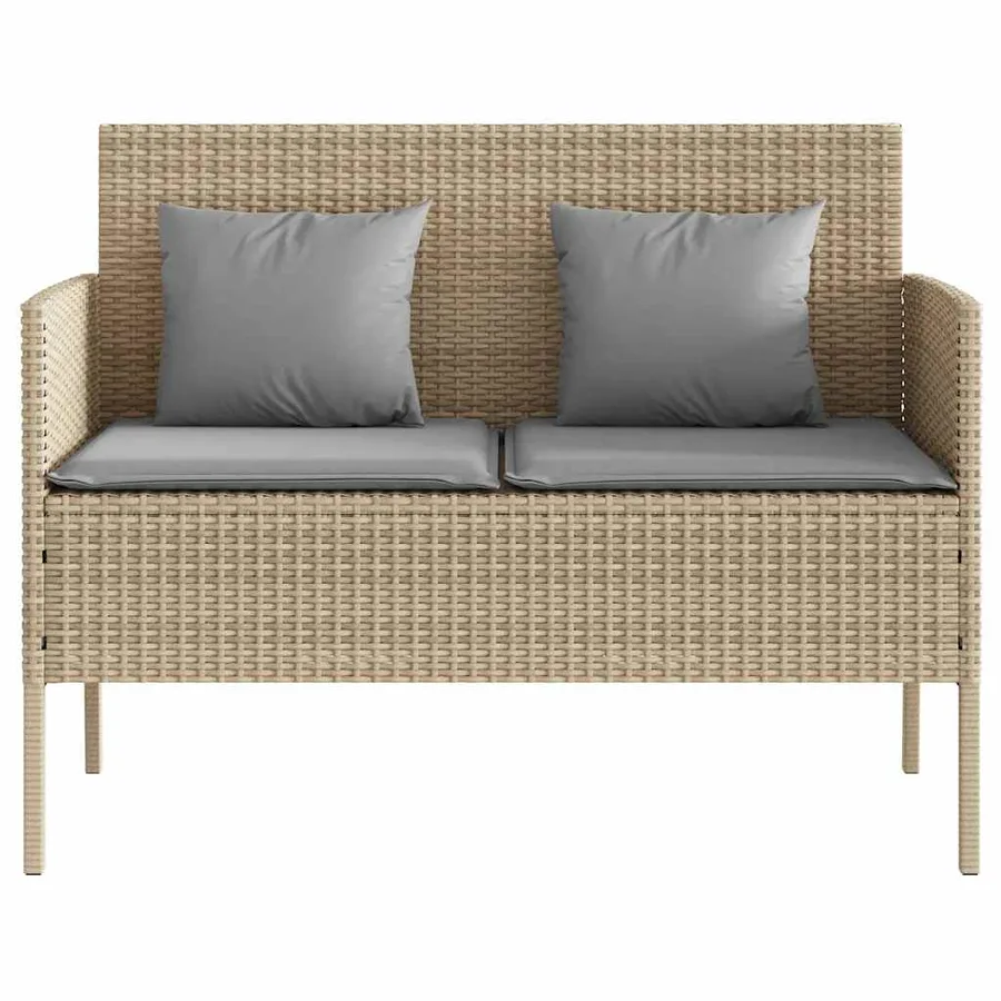 Banc de jardin avec coussins beige résine tressée - 4