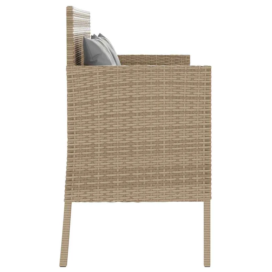 Banc de jardin avec coussins beige résine tressée - 5