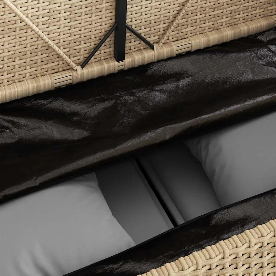 Banc de jardin avec coussins beige résine tressée - 9